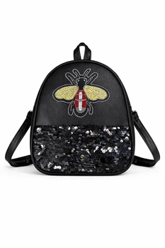 Рюкзак городской из экокожи с пайетками Zip-Zip 017 (21×18×7 см) черный