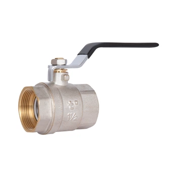 Кран кульовий для води Thermo Alliance Base 1 1/2" ВВ, латунний, ручка-важіль, нікельований, PN40