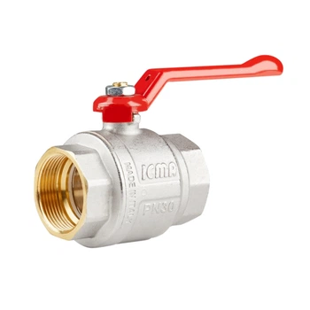 Кран кульовий Icma №350 (посилений) 1 1/2" ВВ, латунний, ручка-важіль, нікельований, PN30