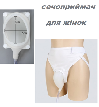 Женский портативный силиконовый мочеприемник (переносной уринатор) с фиксирующими трусиками и мешками на 1л и 2л, белый (II) 34528