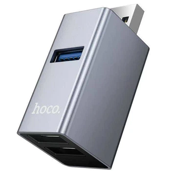 Перехідник HUB Hoco HB54 3in1 (USB to 2xUSB2.0+USB3.0) Metal grey