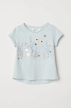Футболка для девочки H&M 110-116 см (4-6Y) Светло-ментоловый