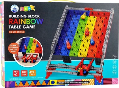 Klocki konstrukcyjne LeanToys tęczowa plansza: gra zręcznościowa i tor kulkowy 477 elementów 763715 (5905991088011)