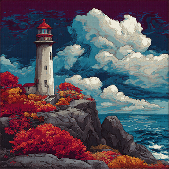 Набір для вишивання хрестиком «Осінній маяк» (Autumn Lighthouse) 25 см на 25 см(CXC, 30 кольорів, канва 16)