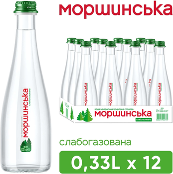 Упаковка мінеральної природної слабогазованої води Моршинська Преміум 0.33 л x 12 пляшок (4820017000598)