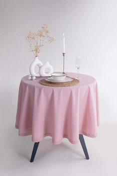 Круглая скатерть из вареного хлопка Limasso French 160 см. Pale Mavue
