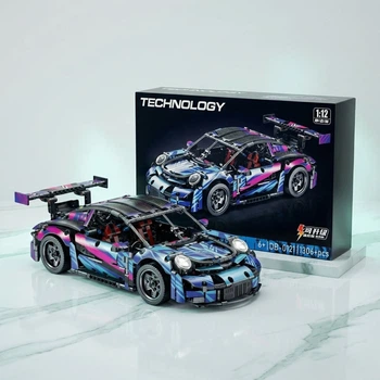 Радиоуправляемый конструктор Porsche 911 Cyber Racing на пульте и APP управлении 1306+ деталей масштаб 1:12 с подсветкой