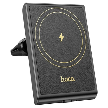 Автомобільний тримач із бездротовою зарядкою Hoco HW19 Precious magnetic wireless (air outlet) 15W 4.5-7" Black