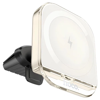 Автомобільний тримач із бездротовою зарядкою Hoco HW17 Crystal magnetic wireless 15W White