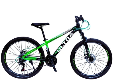 Велосипед Спортивный 26 дюймов Corso ULTRA UL-041 оборудование Shimano алюминиевая рама 13 дюймов 21 скорость. Black and Green (147912)
