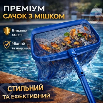 Сачок для прибирання та очищення сміття у воді та дна басейну Kokido Classic K963BU/B з мішком