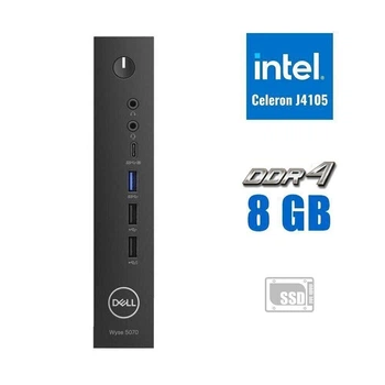 Неттоп Dell WYSE 5070 USFF / Intel Celeron J4105 (4 ядра по 1.5 - 2.5 GHz) / 8 GB DDR4 / 180 GB SSD M.2 / Intel UHD Graphics 600 / 65W / WiFi / Windows 10 Pro б/у