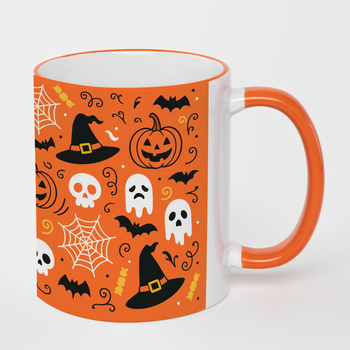 Кружка с оранжевым ободком и оранжевой ручкой (330 мл) Halloween (26625370000949842)