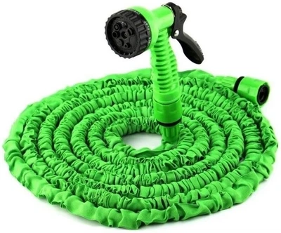 Шланг для поливу Magic X-Hose 45 м розтяжний, садовий шланг що збільшується в 3 рази, шланг Magic Hose з розпилювачем 7 режимів, поливальний шланг для саду та городу зелений