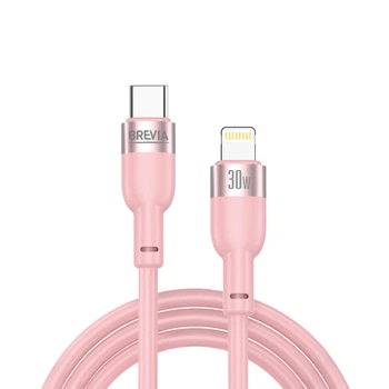 Кабель Brevia Type-C to Lightning 30W 1,2м, рожевий ZIP 52120PCLZ1