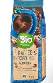 Кава мелена без кофеїну dmBio Kaffee Entkoffeiniert Gemahlen 250 g
