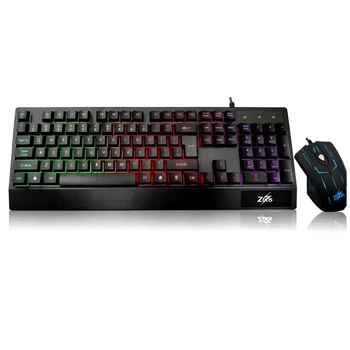Комплект клавіатури та миші з RGB підсвічуванням USB мембранна 104 клавіші чорний M710