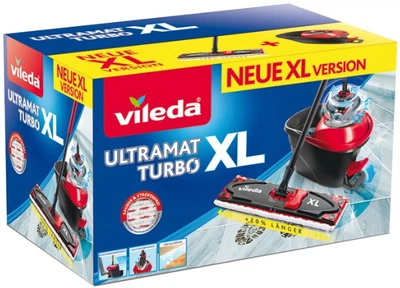 Набір для прибирання Vileda Ultramat Turbo XL, швабра 42 см, відро з педальним віджимом, мікрофібра 163427