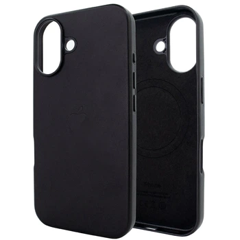 Чохол Leather Case PU з MagSafe для iPhone 16 захисний чорний із мікрофіброю всередині