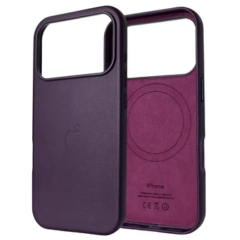 Чехол Leather Case PU с MagSafe для iPhone 17 Pro Max защитный темно-вишневый