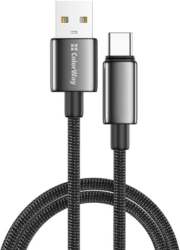 Кабель Colorway USB - Type-C (zinc alloy braided) 3А 2м Black (CW-CBUC099-BK)