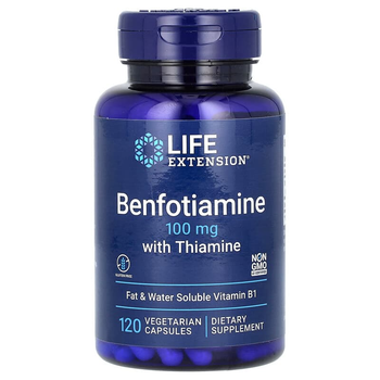 Бенфотиамин с тиамином Life Extension "Benfotiamine with Thiamine" витамин B1, 100 мг (120 вегетарианских капсул)