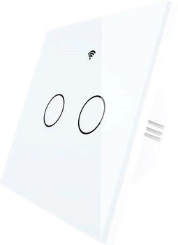 Розумний перемикач Moes Wi-Fi RF Tuya подвійний Білий (WRS-EU2-L-WH-MS)