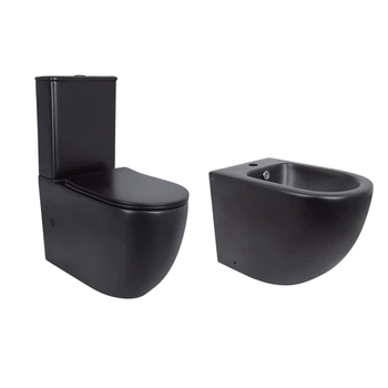 Унитаз напольный Robin Ultra Quiet QT13226083AMB 660x360x855 Black + Биде напольное Robin QT13442141CMB 565x360x405 Black