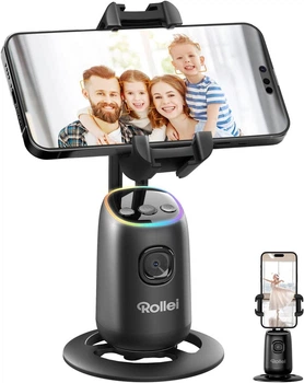 Штатив для смартфона Rollei 23158 Easy Creator Desktop черный с AI Tracking 360 отслеживанием лица управлением жестами USB-C и встроенным аккумулятором