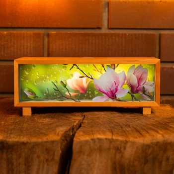 Ночник-панорама "Магнолии", лакированное дерево (LED, Аккумулятор, USB Type-C)