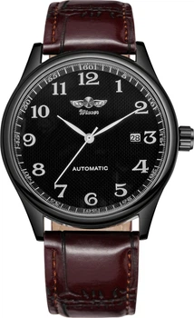 Чоловічий годинник Winner 8023 Black Leather класичний