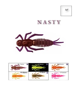 Їстівний силікон приманка для хижих риб Nasty 3,0" 6 упаковок по 6 шт комбінований Fantastic Fishing