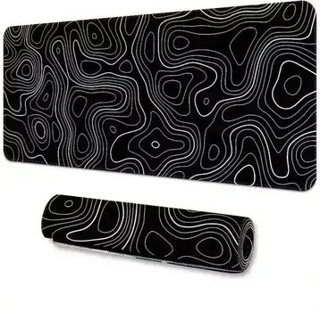Килимок для миші 600х300х2 мм. Black Contour, черный с линиями, из ткани и резины, Control-поверхность, прошитые края