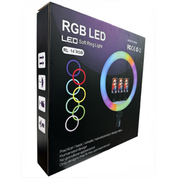 Кільцева LED лампа RL14 RGB 36 см з тримачем для телефону 220V