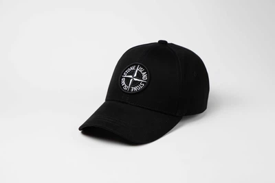 Кепка Бейсболка Stone Island Вишивка Біла М (55-59) Чорна 627
