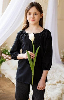 Дитяча вишиванка для дівчинки vishivano4ka 917-5 110-116 чорна
