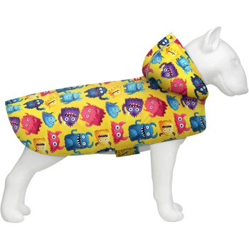 Дощовик-накидка з капюшоном для собак WAUDOG Clothes, малюнок "Мохнаті монстри", розмір M