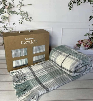 Плед хлопковый Merinos 130×170 см. Cozy Life Mint