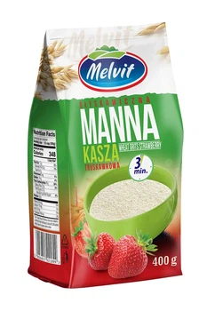 Крупа манна швидкого приготування зі смаком полуниці Melvit 400 г (21492477)