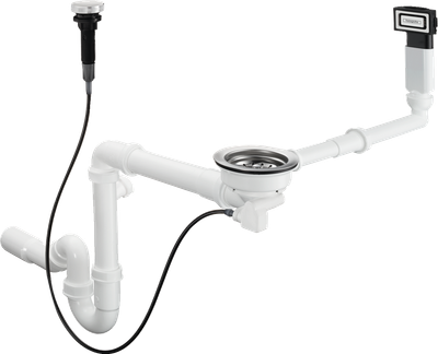 Сифон с переливом для мойки из композита Hansgrohe D16-11 Automatic на одну чашу хром 43937000