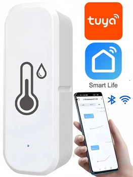Умный WiFi термометр гигрометр Tuya Smart Life комнатный датчик температуры и влажности беспроводной монитор климата белый