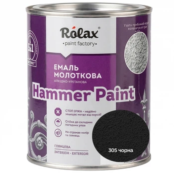 Эмаль молотковая Rolax Hammer Paint №305 черная 0.75 л