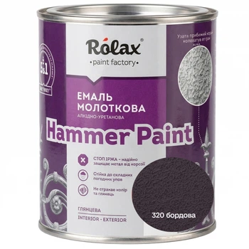 Эмаль молотковая Rolax Hammer Paint №320 бордовая 0.75 л