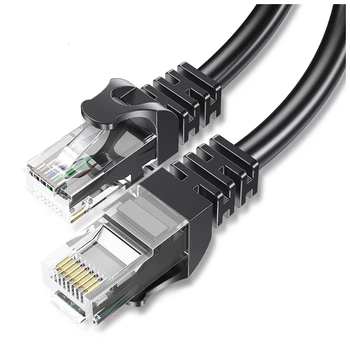 Патч-корд 10м UTP cat 6 RJ45 TopSpeed Ethernet Flat Cable Black Essager (EXCWXB-JSF01)