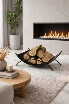 Дровница “Arco Flame – дизайнерская металлическая дровница с плавной геометрией”
