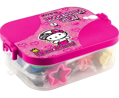 Пластилин восковый Kite Hello Kitty в пластиковом боксе 7 цветов по 54г + 8 инструментов HK22-080