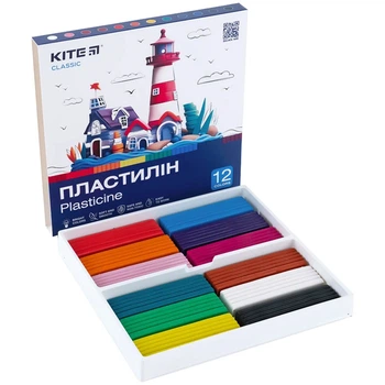 Пластилін Kite набір 12 кольорів по 20г Classic K-1086