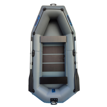 Надувная двухместная лодка ПВХ Avalon А280 / 2,8 м / 2-х местный / гребной / рельсовый настил / передвижные сиденья / ⌀38 см / Серый