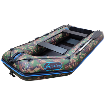 Надувная двухместная лодка ПВХ Avalon АТ290 / 2,9 м / 2-х местный / моторный / рельсовый настил / передвижные сиденья / ⌀38 см / Камуфляж