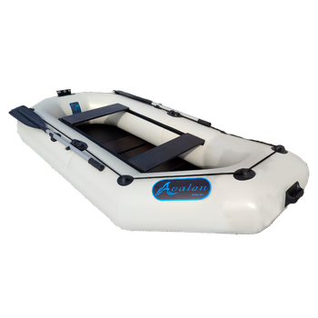 Надувная двухместная лодка ПВХ Avalon А270 / 2,7 м / 2-х местный / гребной / рельсовый настил / передвижные сиденья / ⌀36 см / Белый